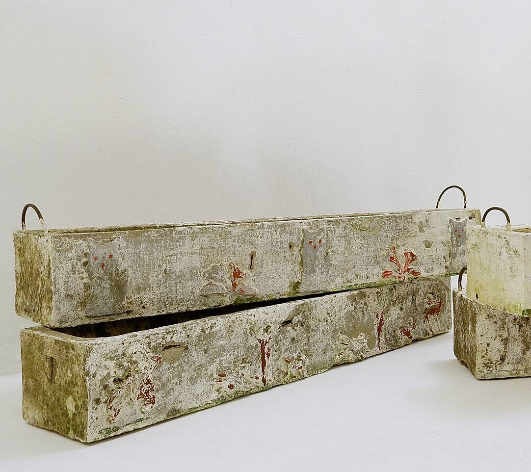 polychrome cement planters from Emile Taugourdeau's Zoological Garden - set of 4