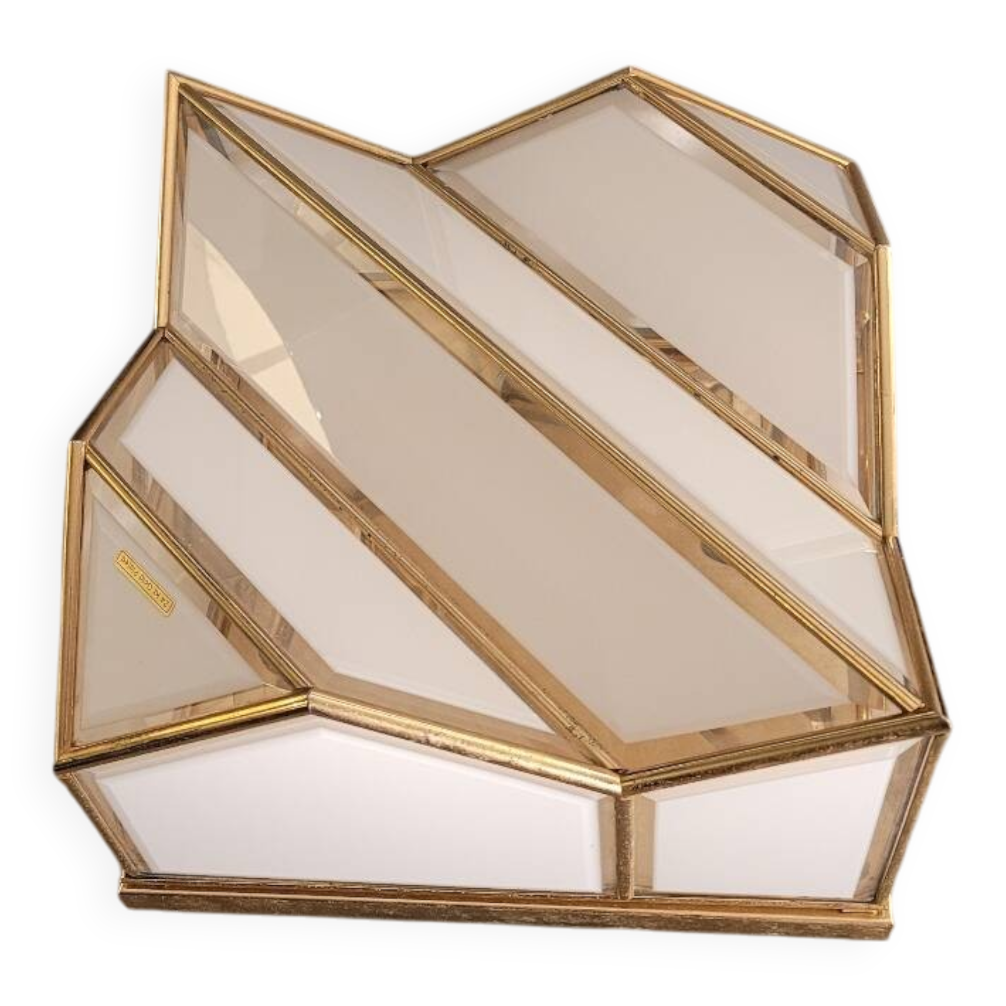 Italian ceiling light in glass and 24-carat gold plating.