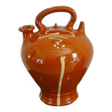 Français cruche ou gargoulette en poterie antique à glaçure rouge
