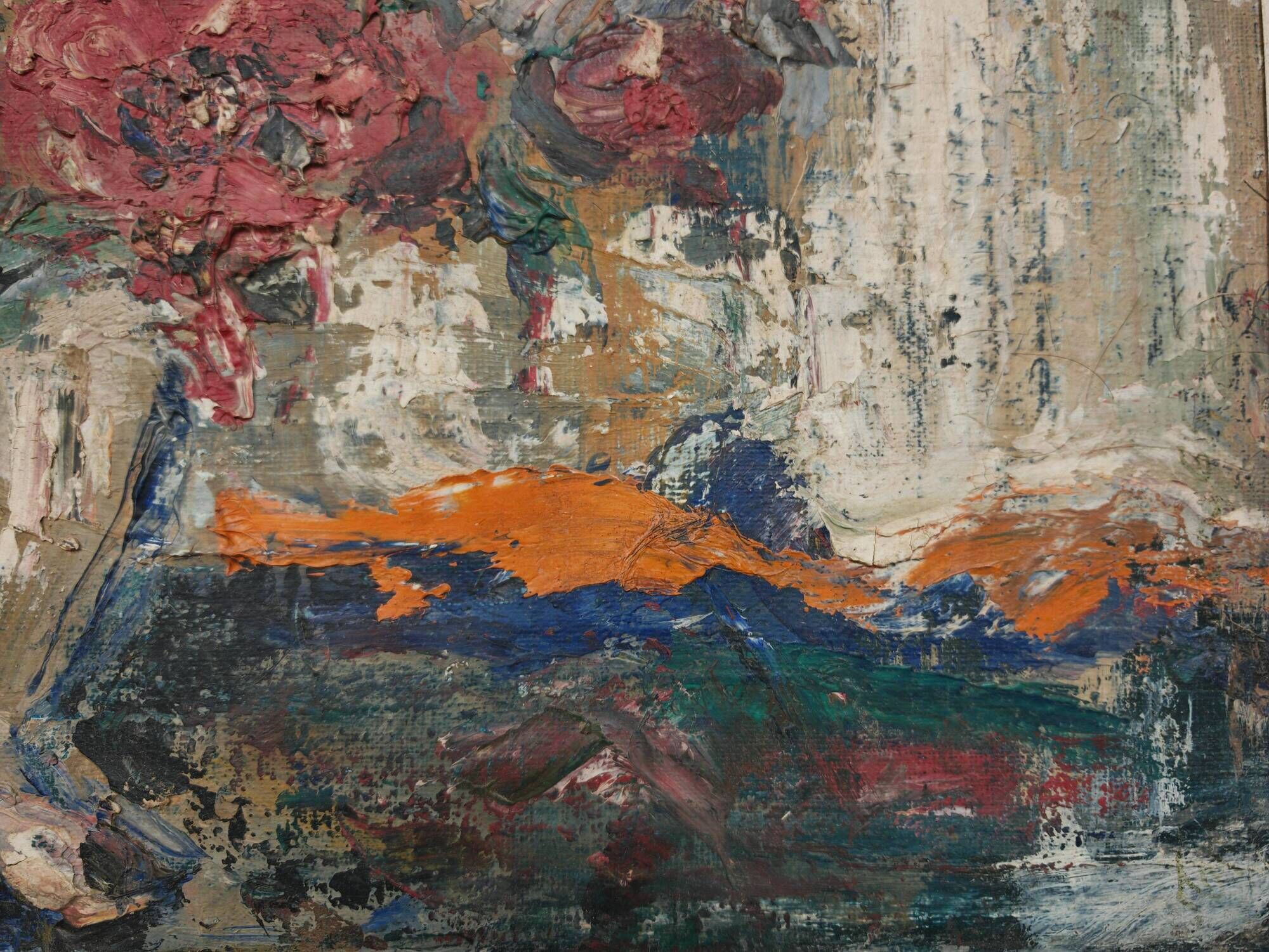 Modernist oil on canvas 'Flowers' by Branislava Modelska-Jovanovic