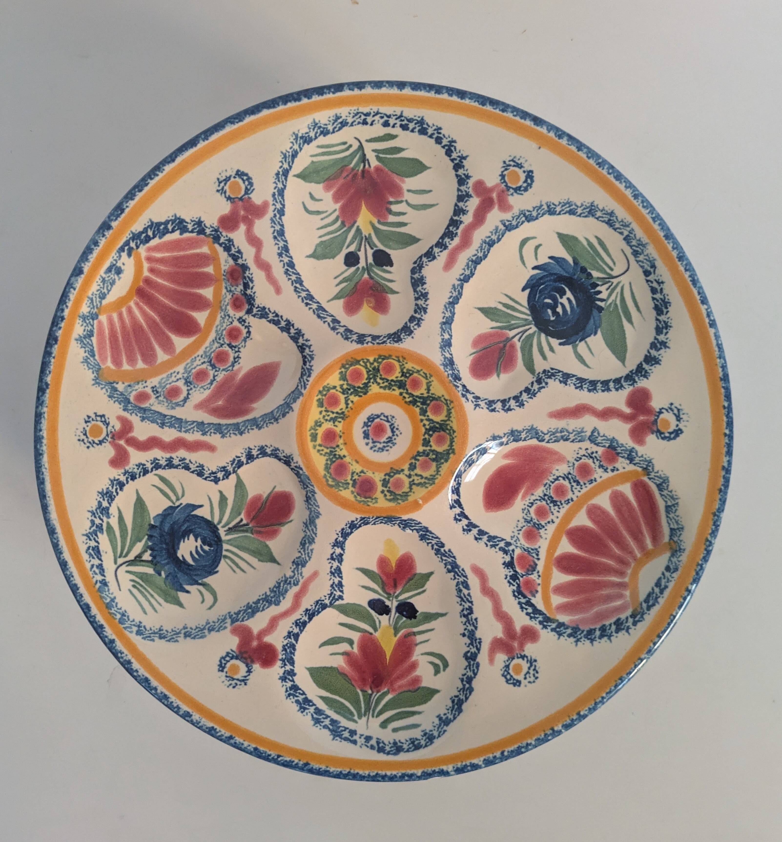 Oyster plates, signed Horiot – Quimper earthenware, vintage 50s 60s