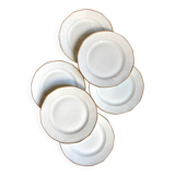 6 CBCie white and gold porcelain dinner plates