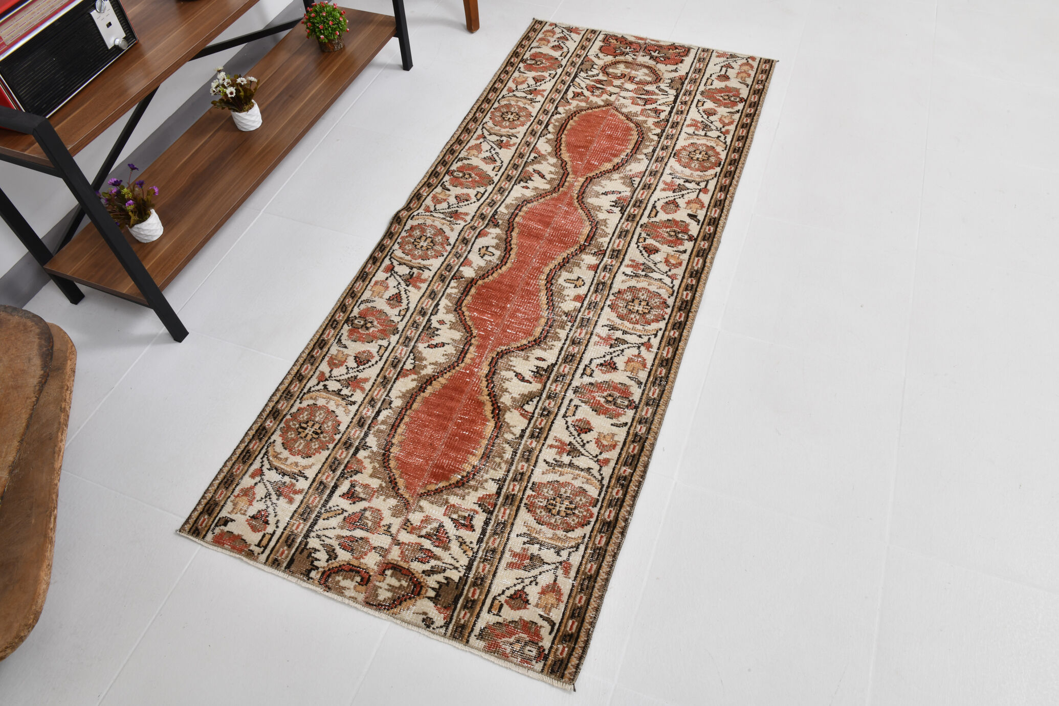 2x6 red & beige turkish runner rug 80x194cm