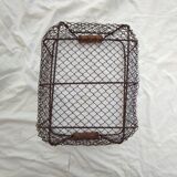 Panier avec 2 poignées en bois en grillage