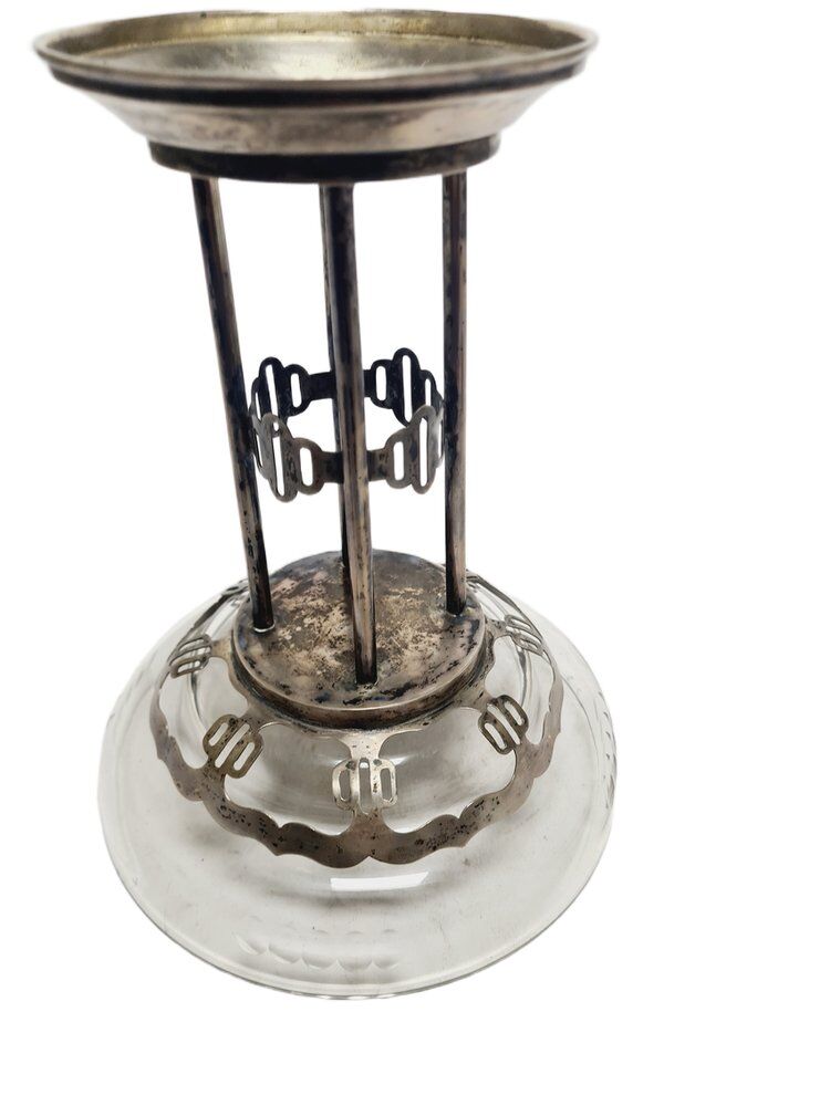Art Deco Polish silver crystal bowl on stand, 1930s