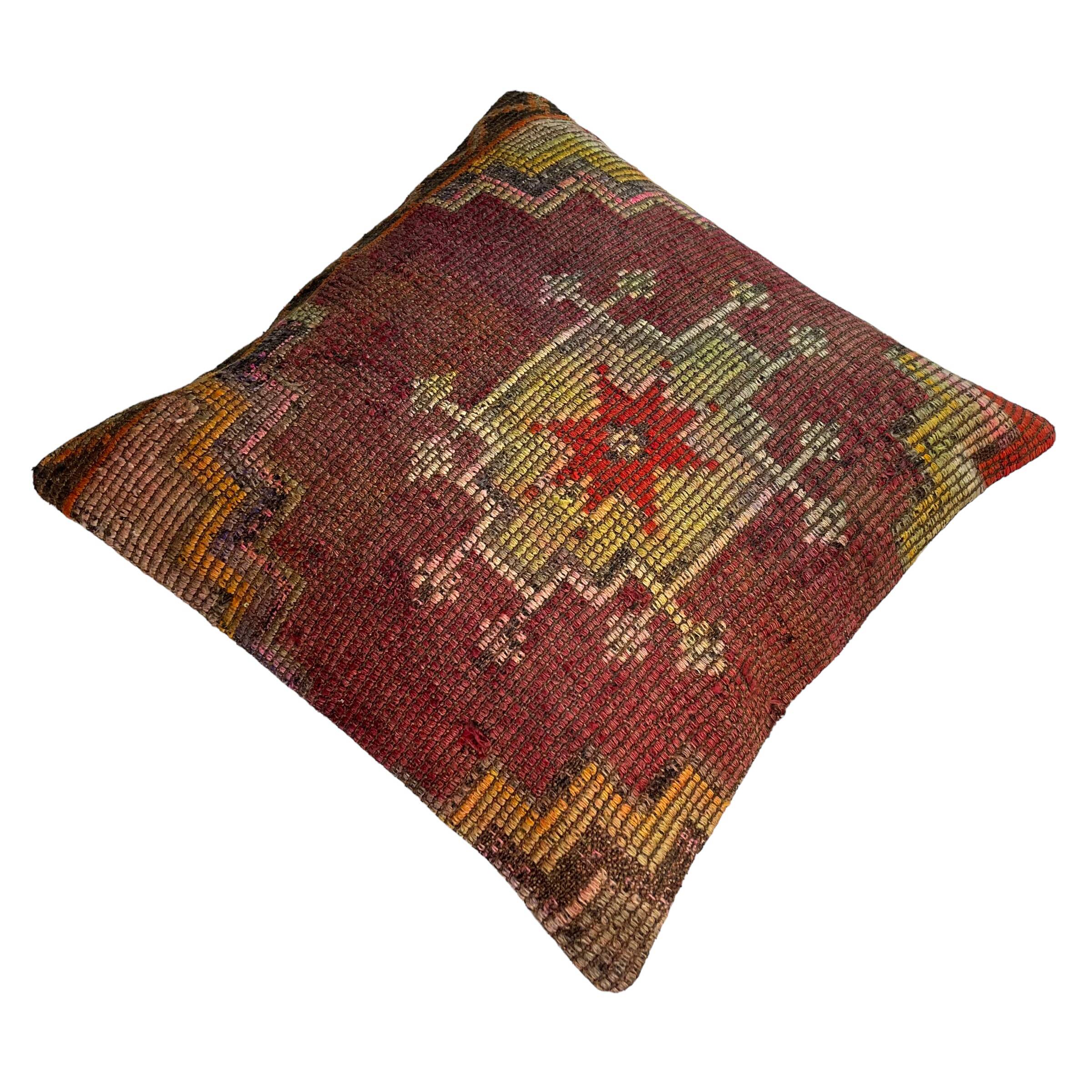 Vintage turkish kilim cushion cover , 55 x 55 cm