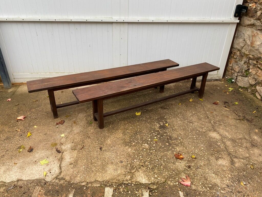 Pair of benches for rustic farmhouse table 1950
