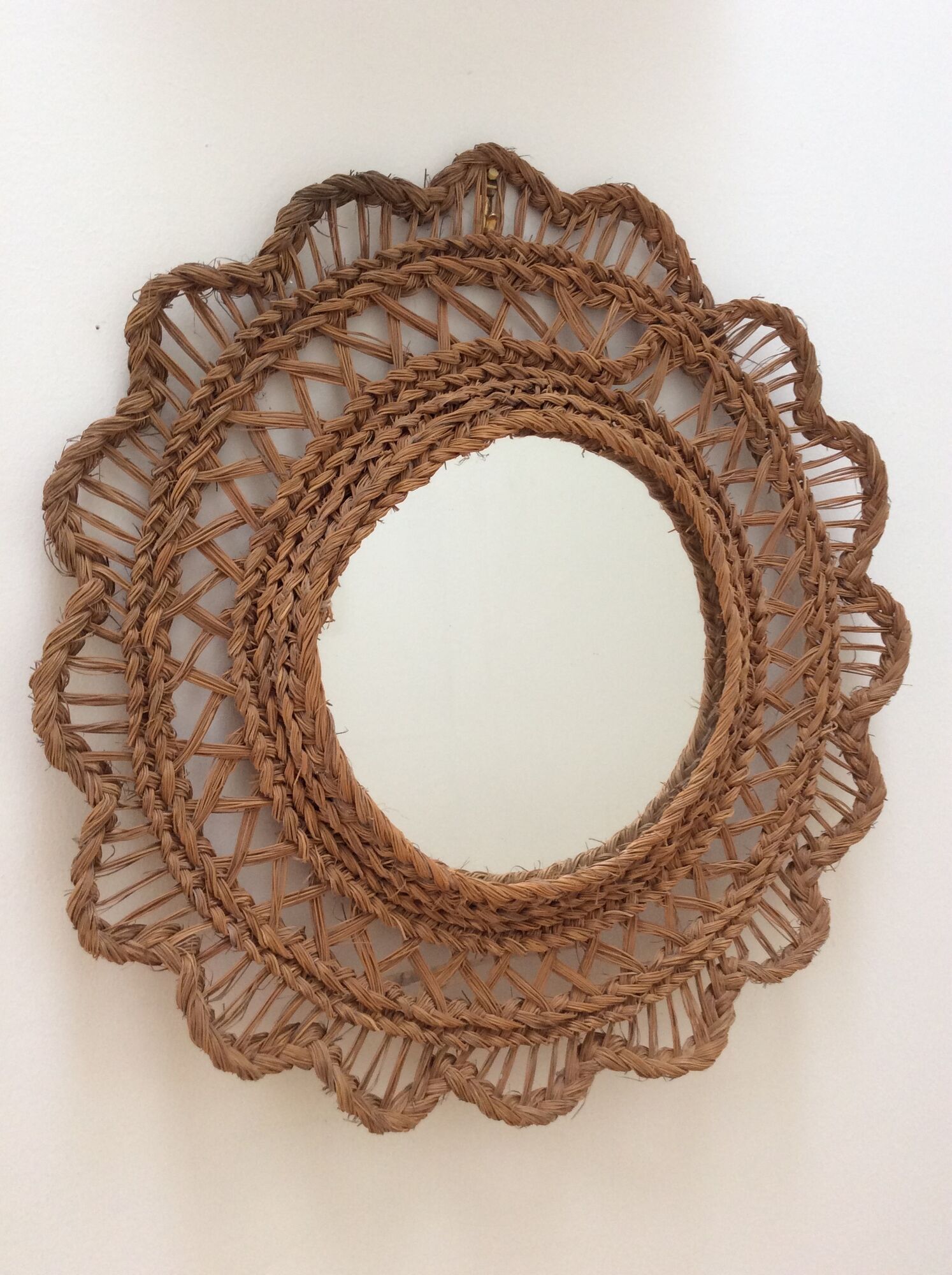 Mirror sun bohemian vintage braided fiberglass 50x50cm