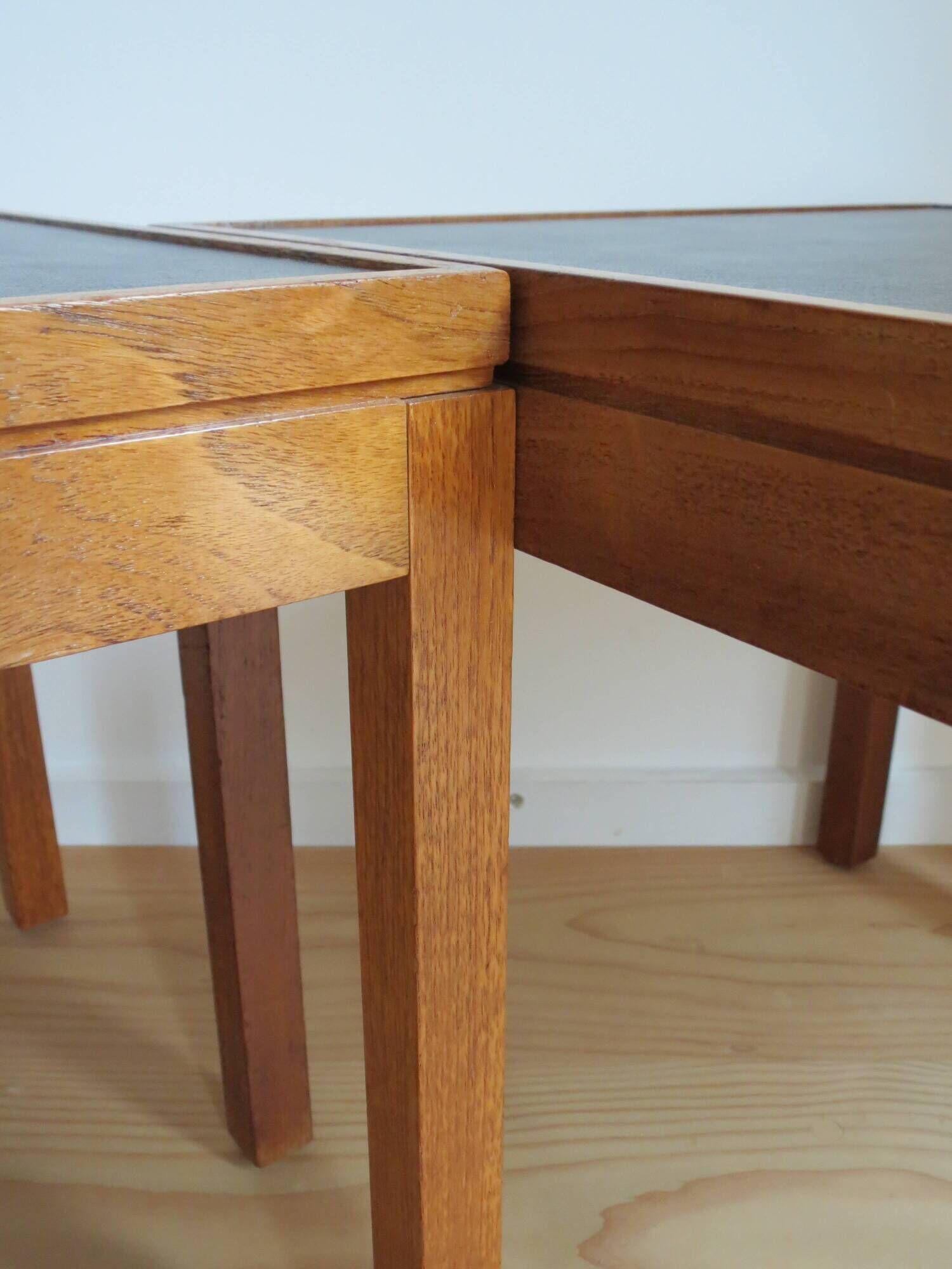 Pair of Mid century Teak and black Top Side Tables 1960s