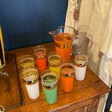 Orange service, 7 glasses and 1 carafe