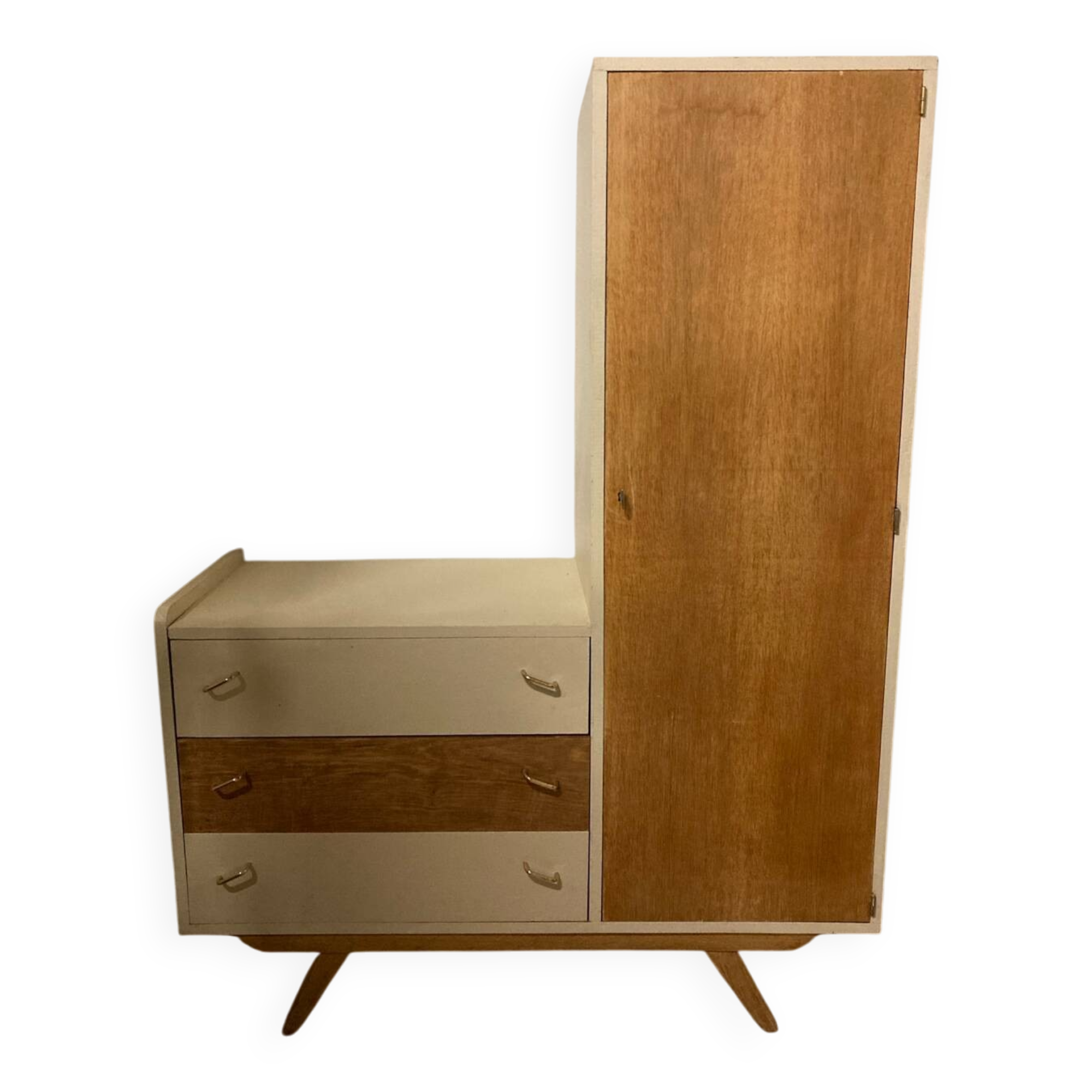 Renovated vintage asymmetrical wardrobe