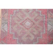 1970s Vintage Turkish Oushak Handmade Wool Cotton Pink Runner Rug 93x327