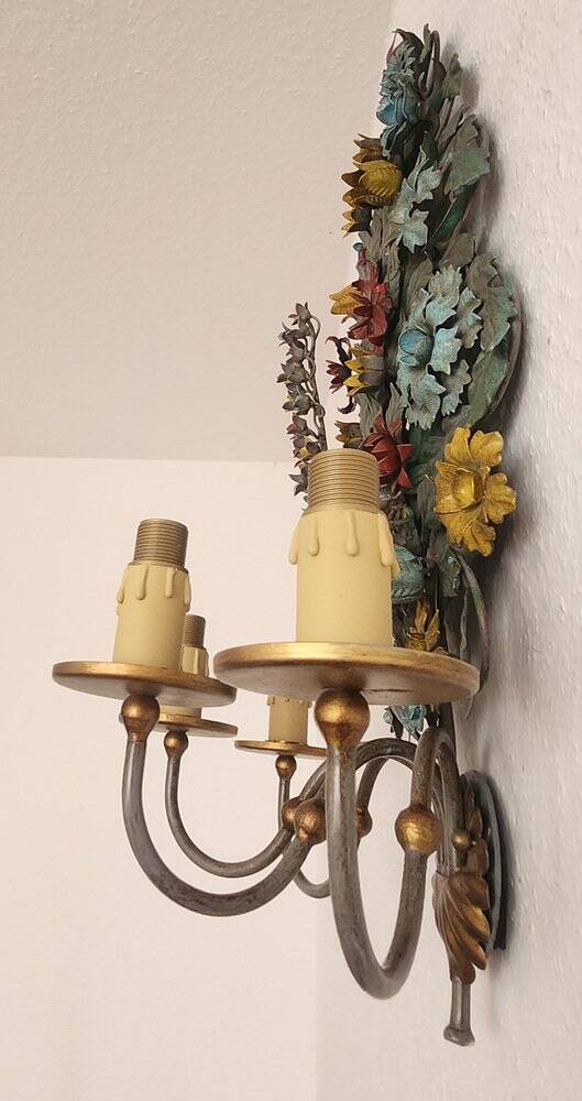 XL Large 2 Light polychrome vintage Ciani Firenze wall lamp, Italy 1970s