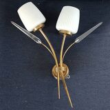 Brass and glass wall light