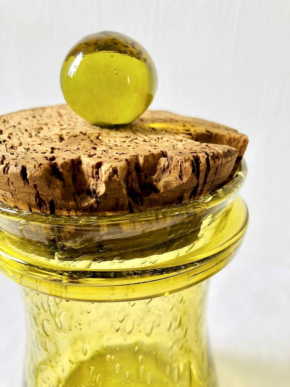 Bubble glass jar with lid, Biot glassware