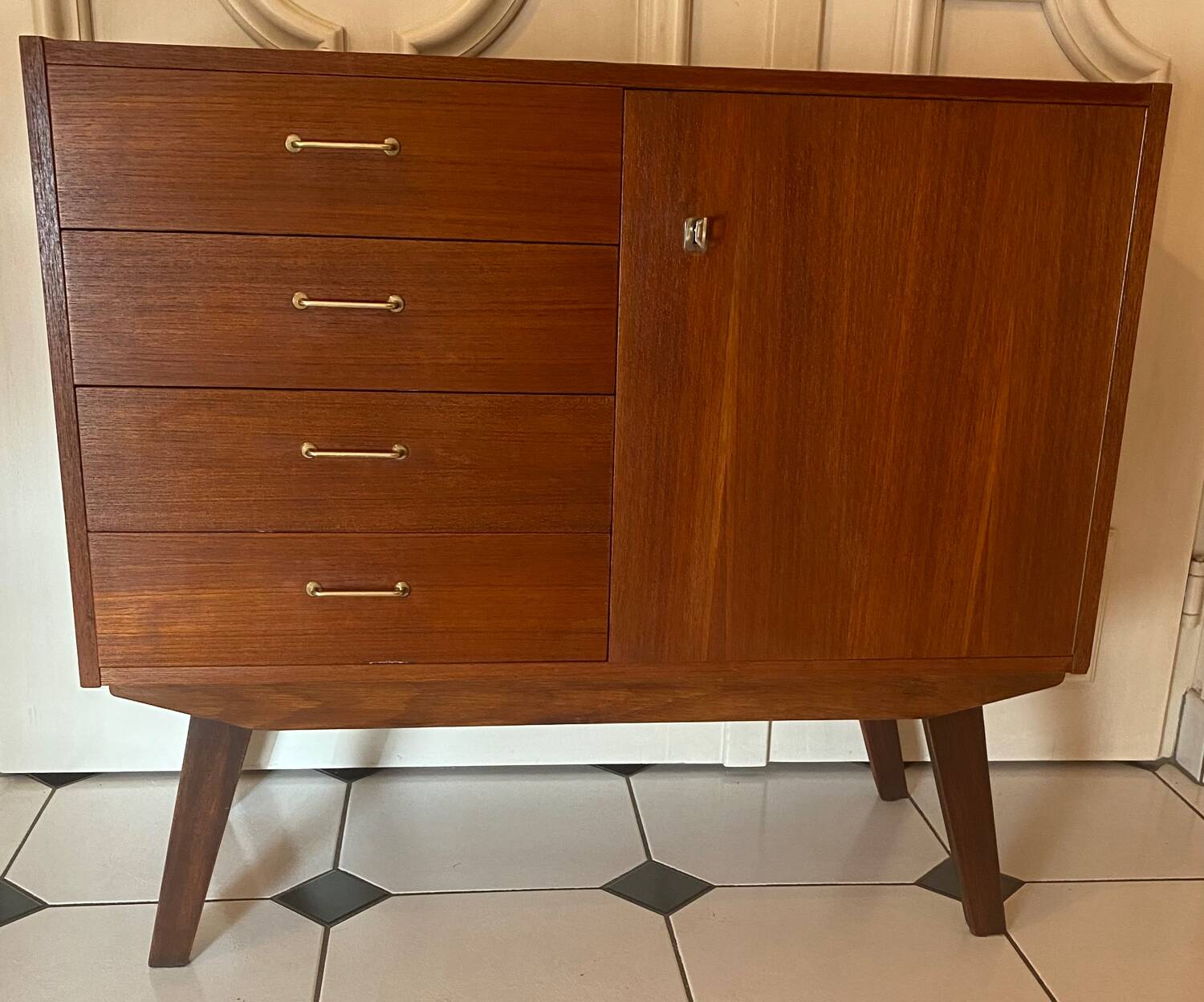 Vintage chest of drawers with compass feet