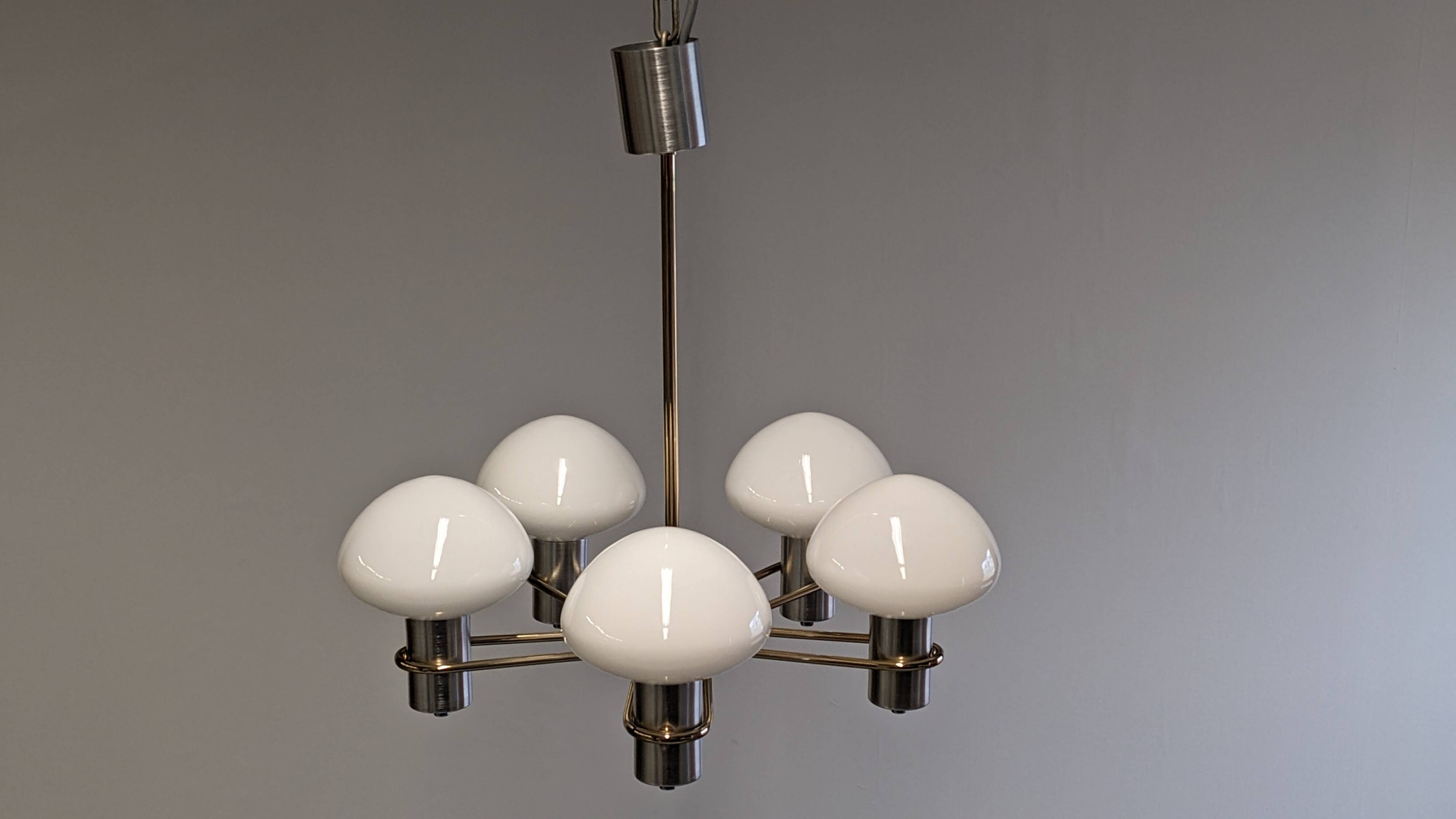 Space age chandelier with 5 lights from the 60s/70s
