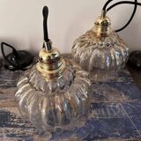 Set of two vintage amber pendant lights