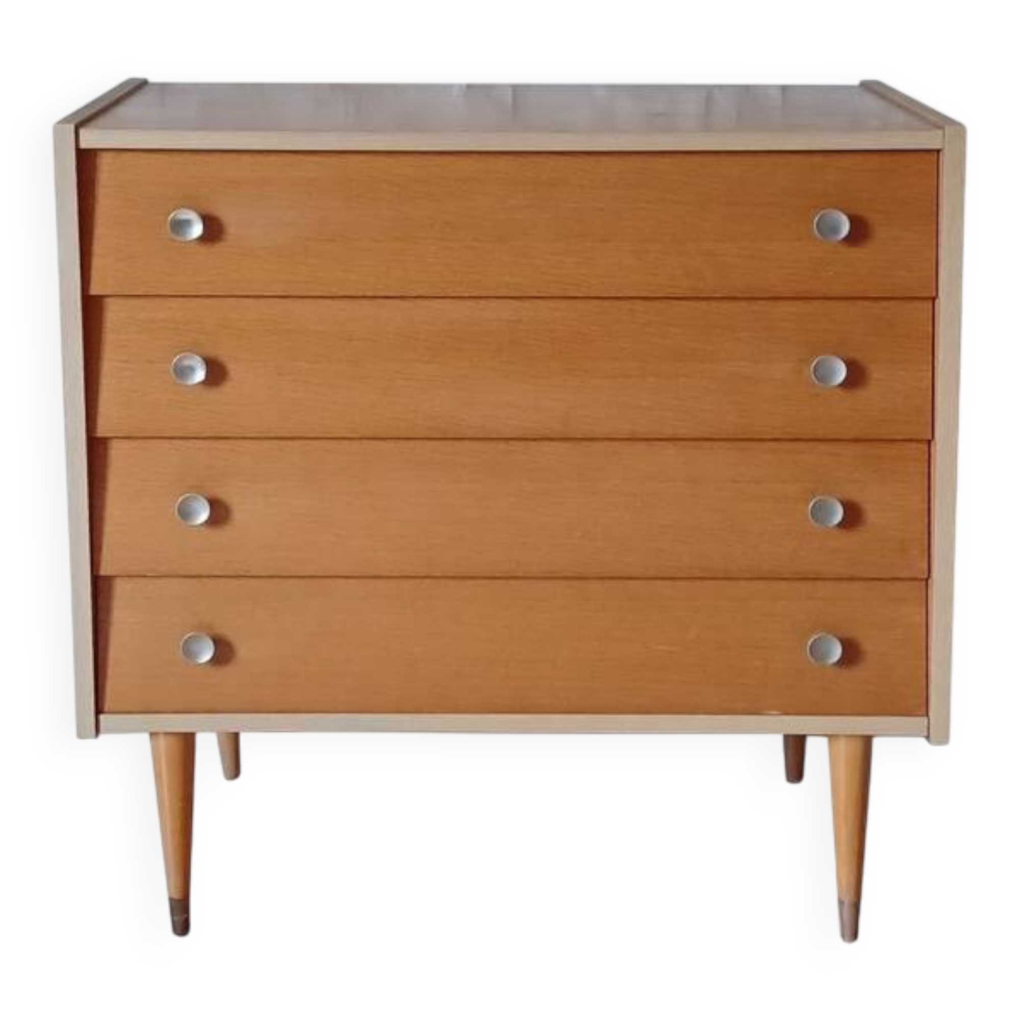 Vintage light wood chest of drawers from the 1970s.