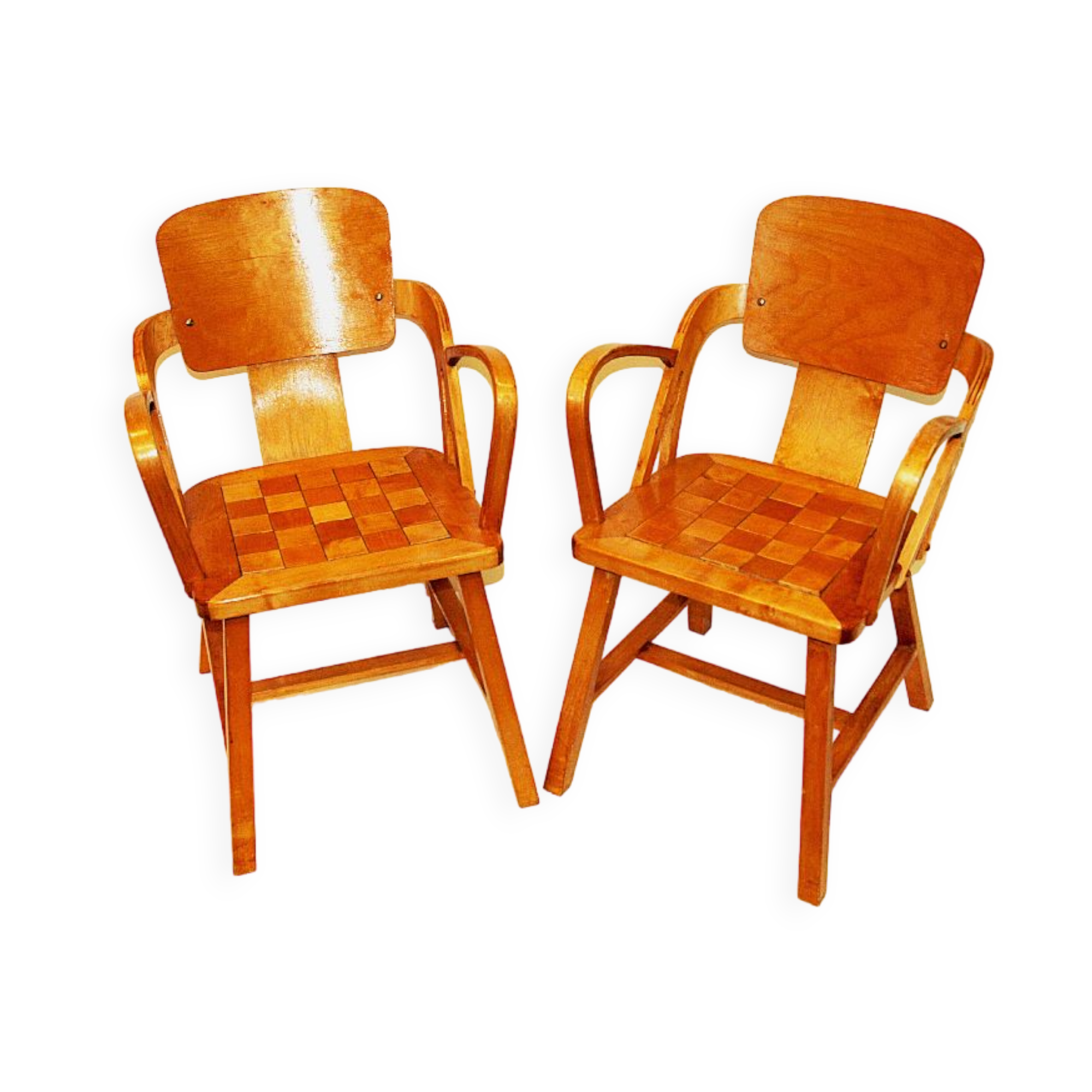 Pair of birch arm chairs by Per Aaslid Norway 1950s