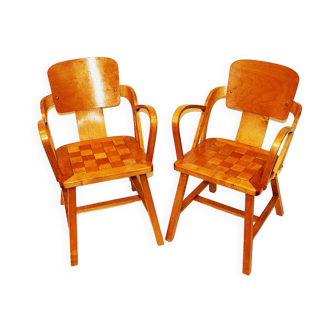 Paire de fauteuils en bouleau par Per Aaslid Norvège années 1950