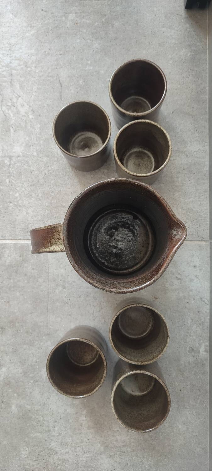 Ceramic workshop service in stoneware signed by karoly balogh.