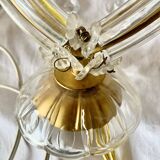 "Pair of vintage glass and brass wall sconces with tassels