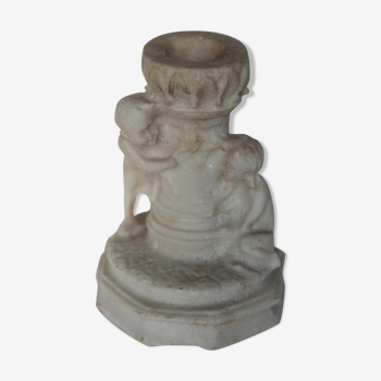 Reconstituted stone candlestick white marble effect