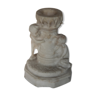 Reconstituted stone candlestick white marble effect