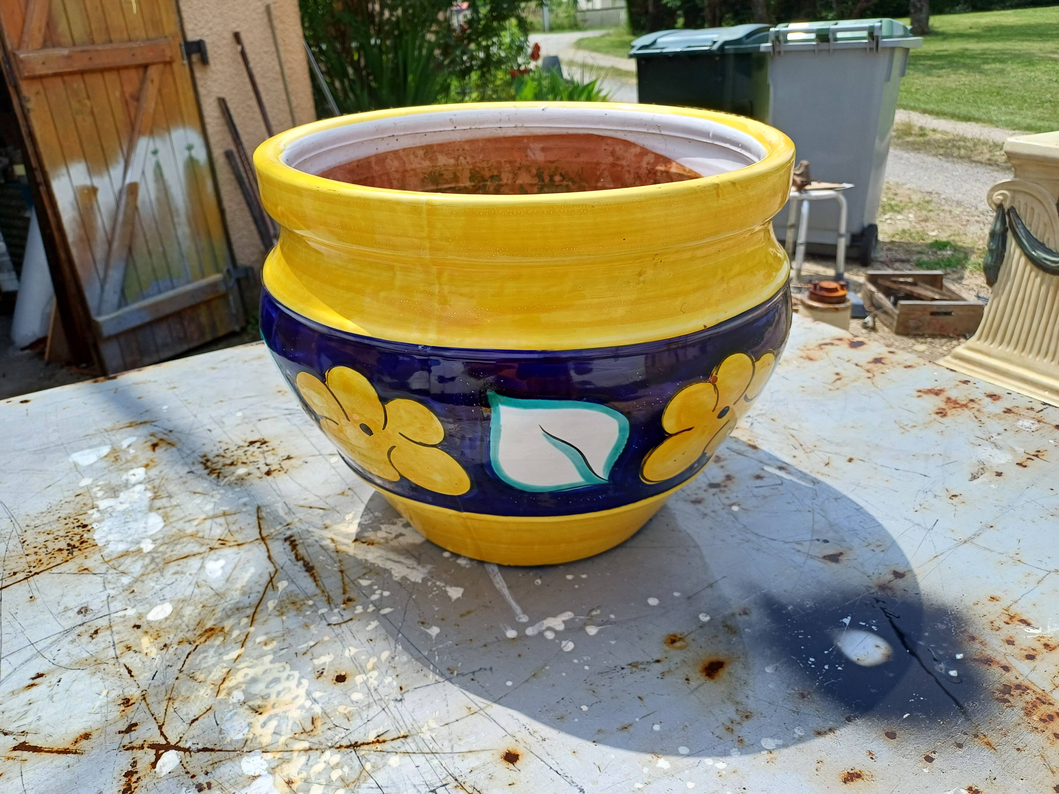Pair of glazed terracotta planters