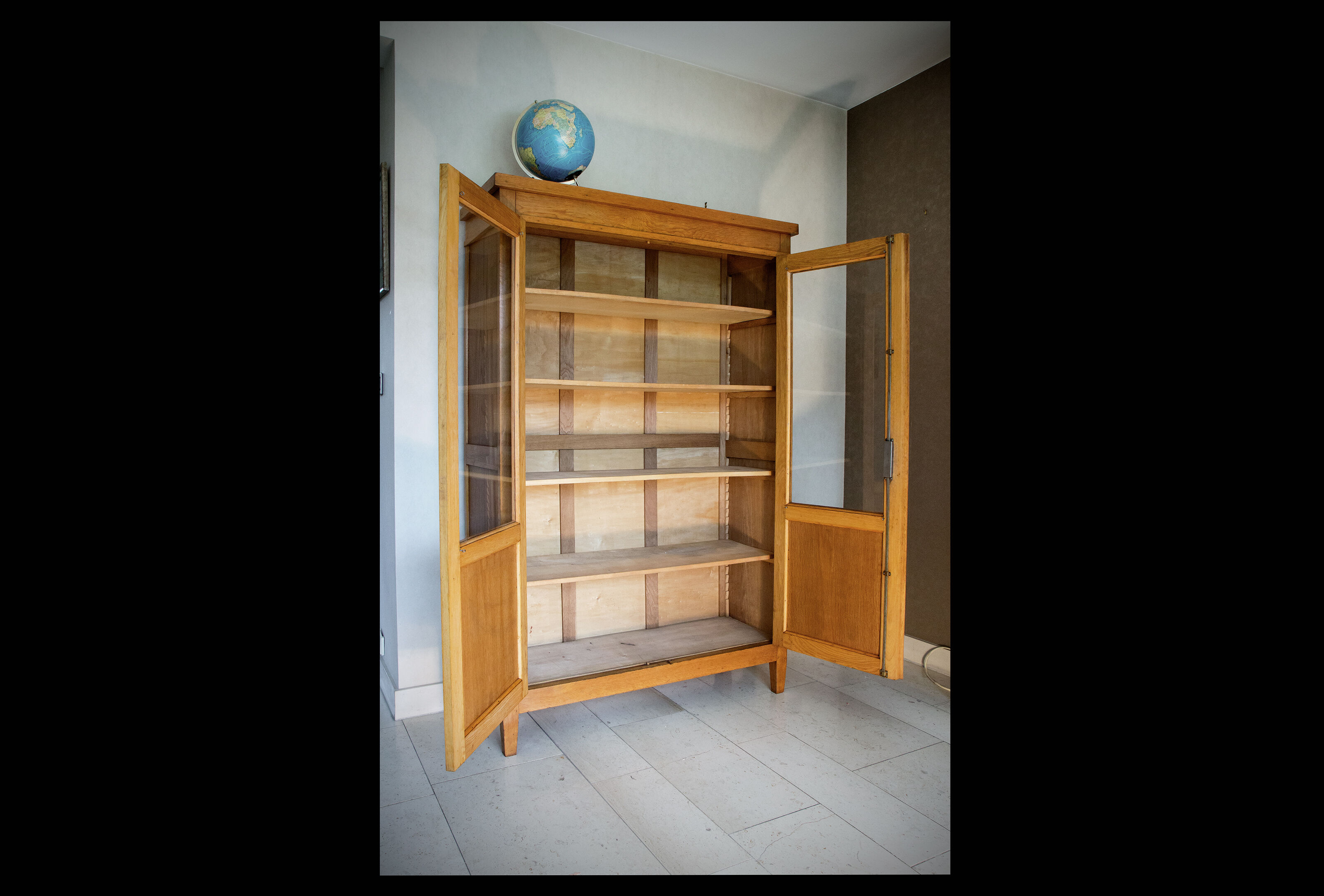 Glazed school cupboard from the 50s, 60s