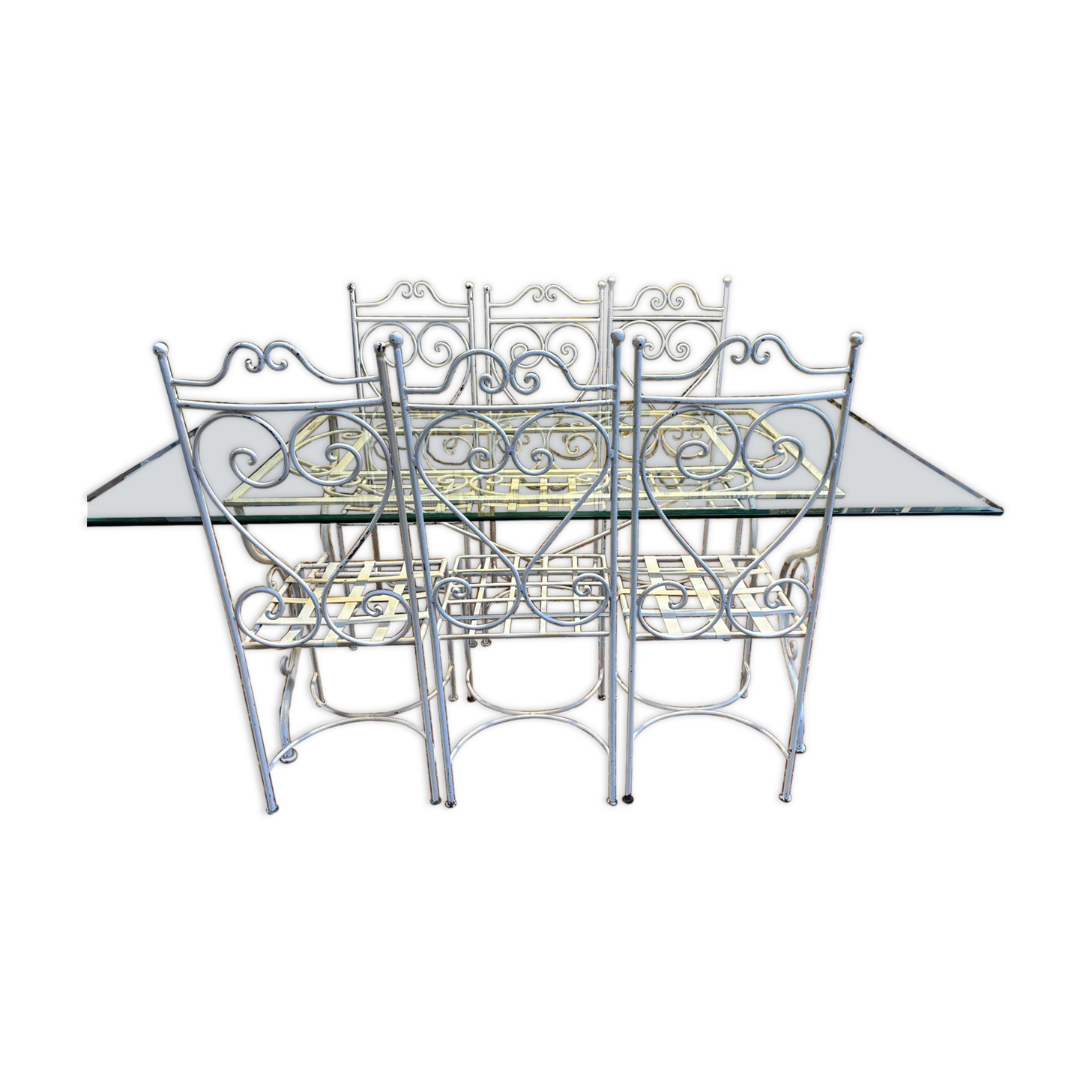 Iron and glass garden furniture