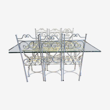 Iron and glass garden furniture