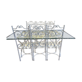 Iron and glass garden furniture