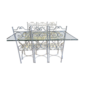 Iron and glass garden furniture