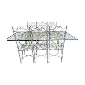 Salon de jardin en fer et verre