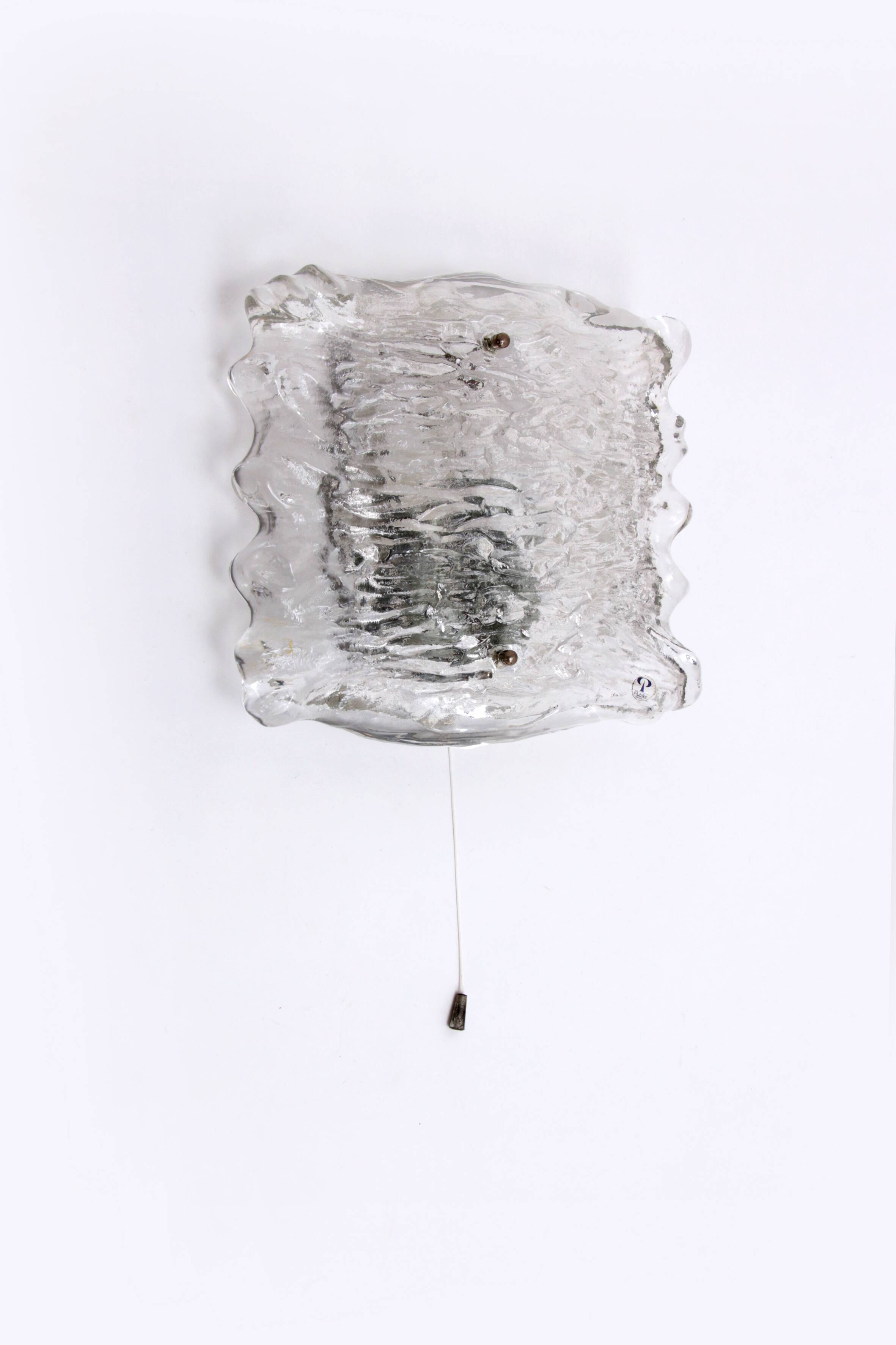 Large wall lamp Peil & Putzler ice glass, 1960 Germany