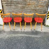 (Lot) 4 beautiful compass-legged chairs from the 60s/70s.