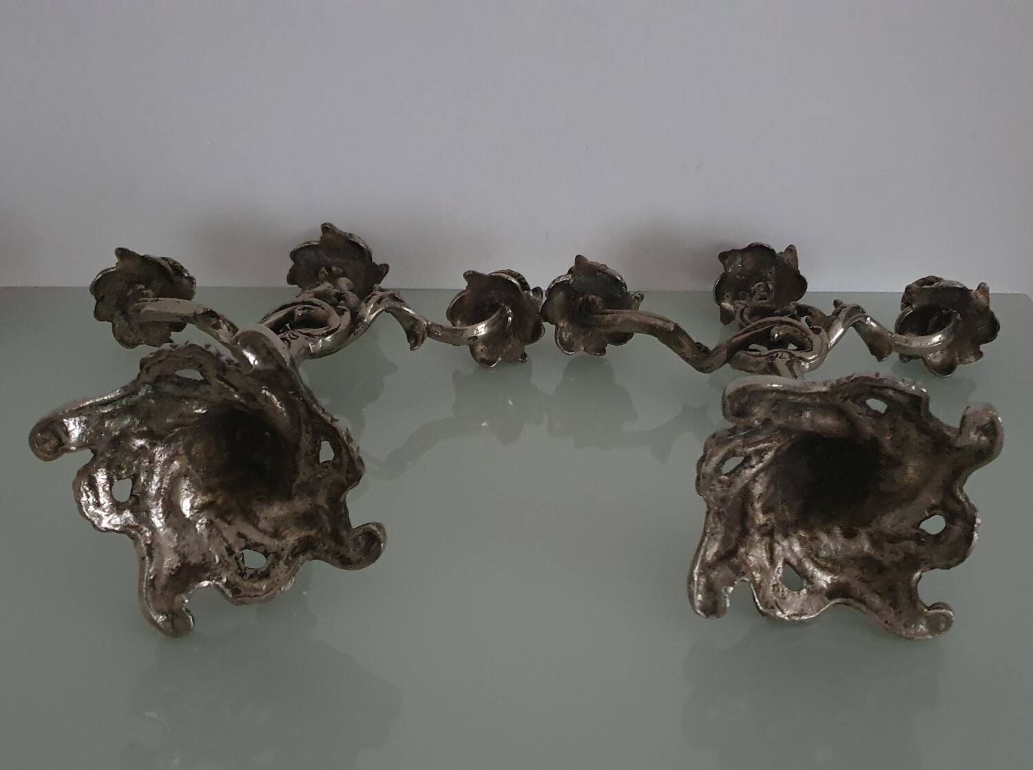 Pair of Louis XV style rocaille candelabras