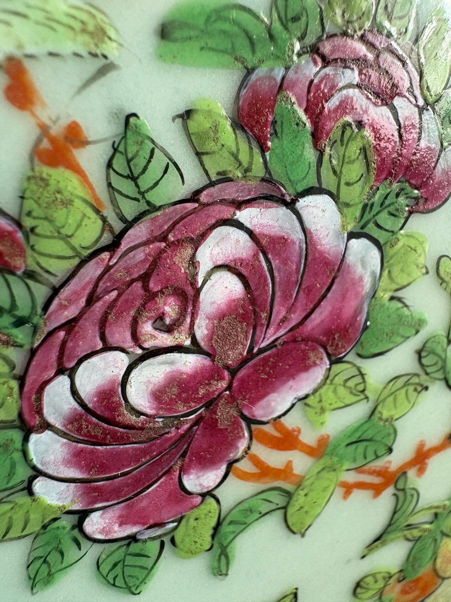 Antique celadon porcelain plate from Canton, China (1820-1850)