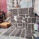 Large Beni Ouarain rug in grey & ecru 300x200 cm – Handmade wool