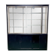 Store window with sliding doors in matte black patinated oak - 30s