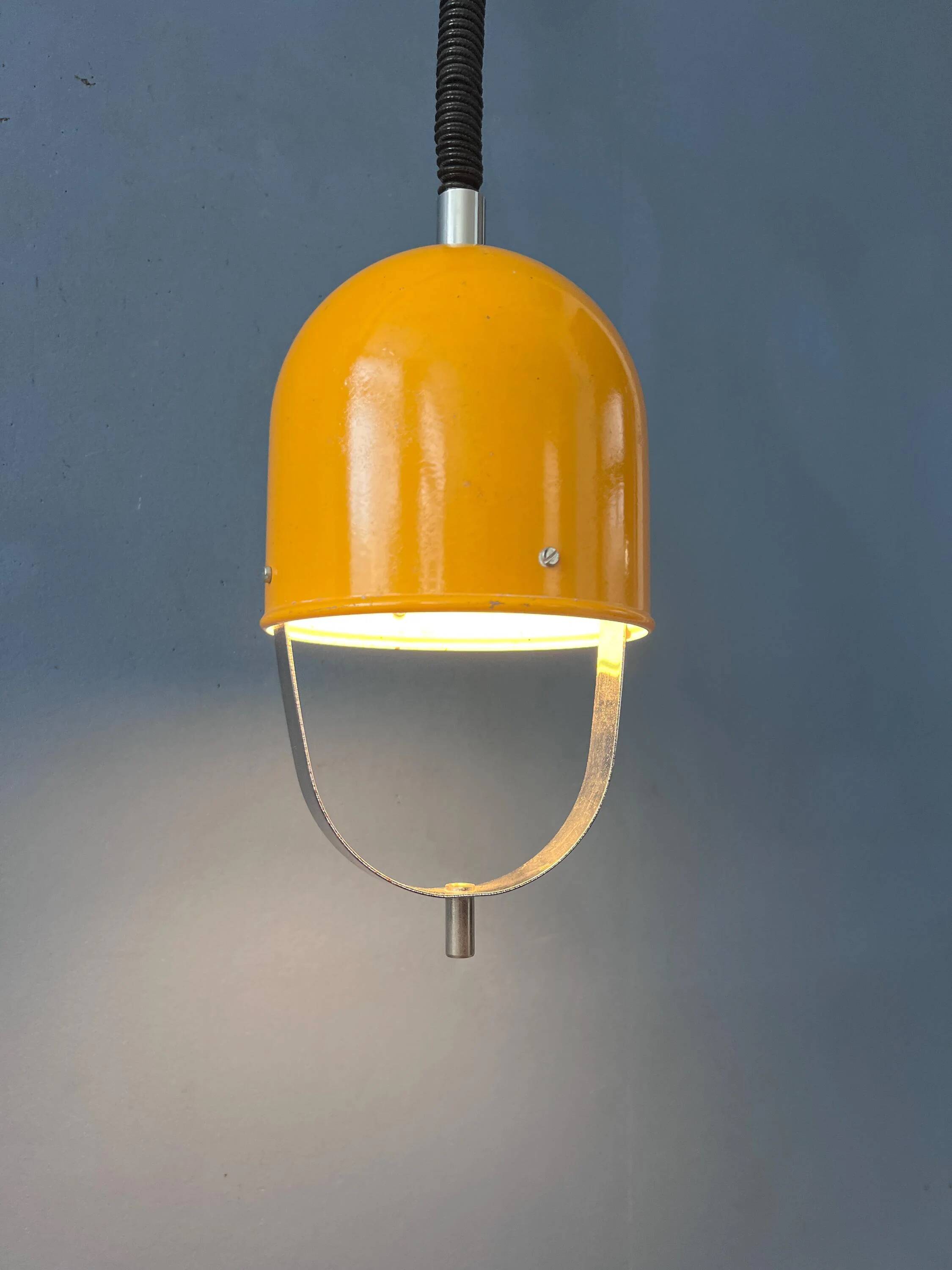Vintage yellow Space Age suspension, Mid-Century Modern pendant lamp.
