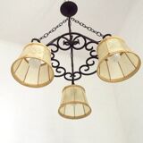 Rustique français vintage noir fer forgé 3 lumières lustre nuances de peau 4526