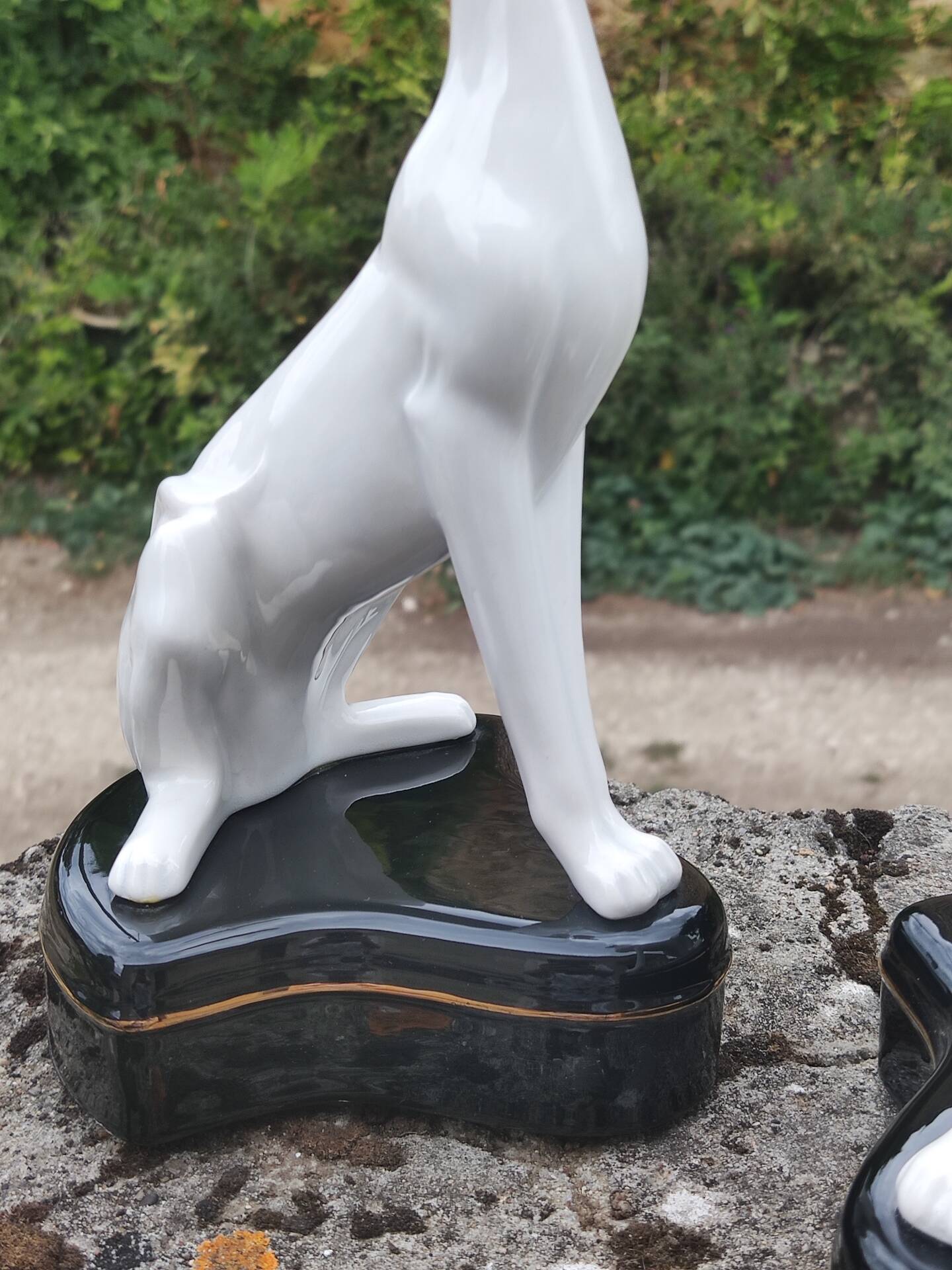 Pair of glazed porcelain Greyhounds 1940/50