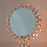 Mid-Century Modern Sunburst Mirror Wall Lamp in Lucite with Pink Glow, 1970