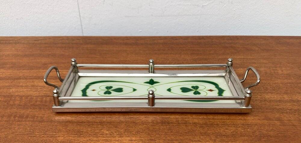 Metal and glass plateau Art Deco / Art Nouveau