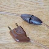 Duo of Le Tanneur lamps in leather and brass