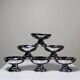 6 vintage bistro-style stainless steel dessert bowls on feet