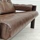 Scandinavian 2-seater sofa, original brown leather, 70s